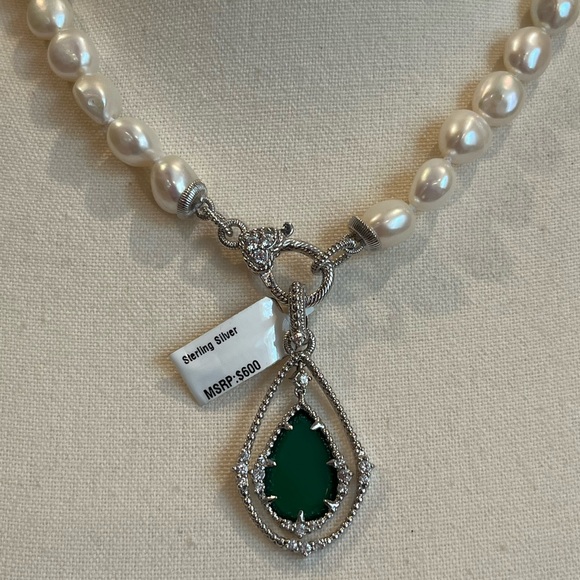 Judith Ripka JR TWO Sterling, Chalcedony & White Saphire Enhancer Pendant NWT - Picture 10 of 10